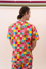 Christmas Checkers - Unisex Printed Scrub Top