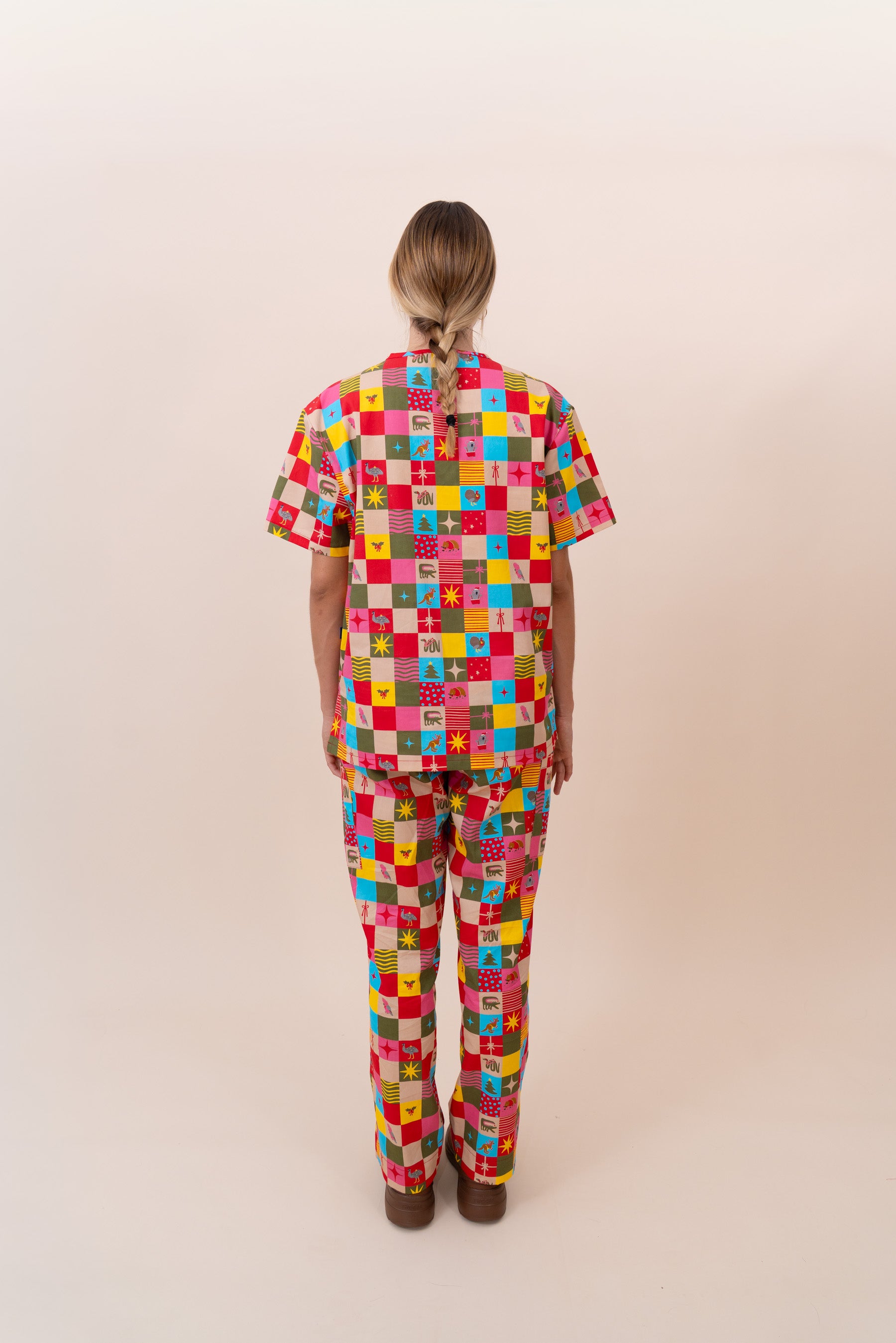 Christmas Checkers - Unisex Printed Scrub Pants