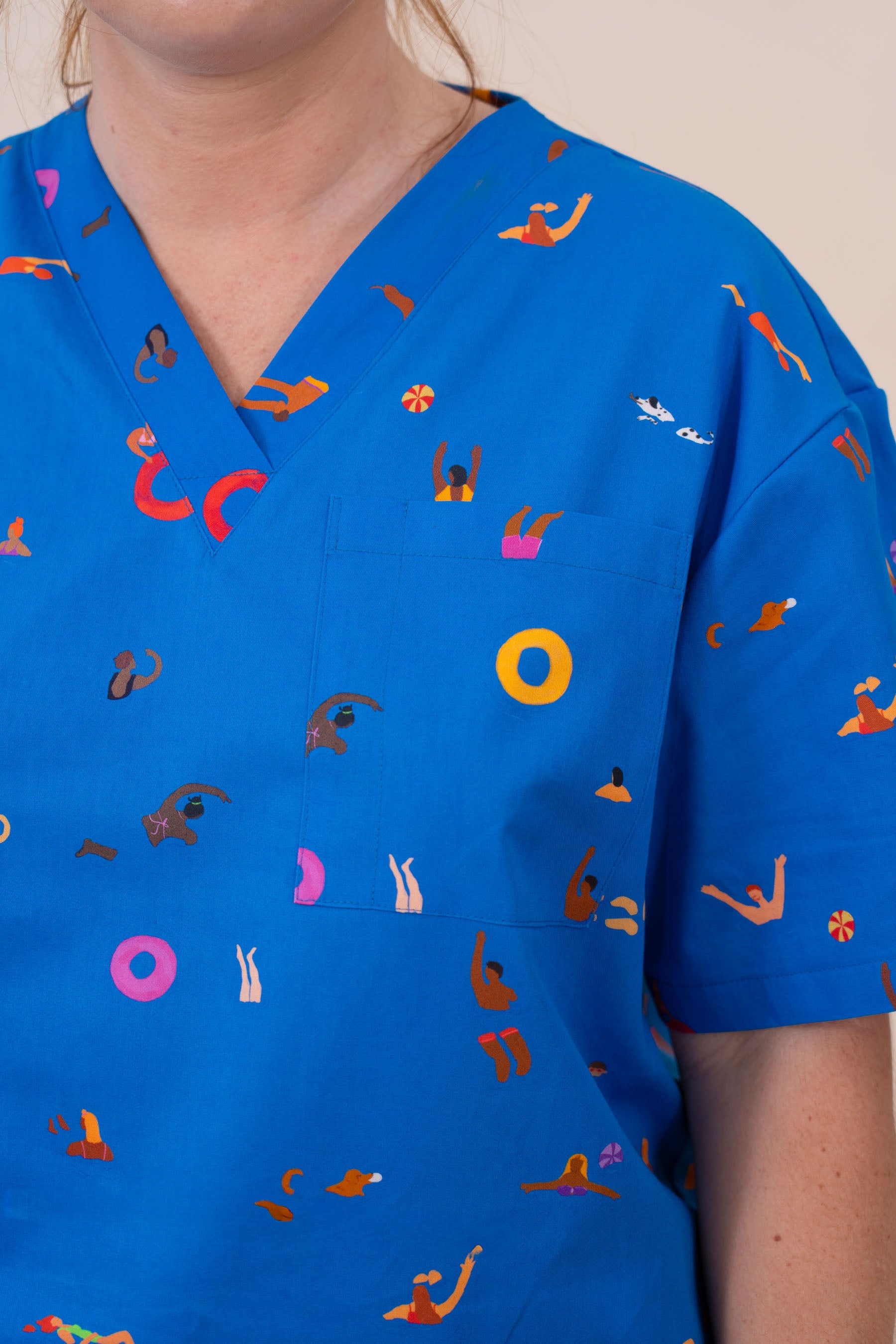 Summer Swims - Unisex Printed Scrub Top