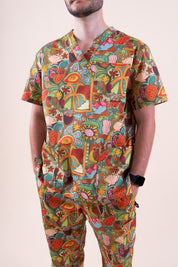 Tropical Splendour – Unisex Printed Scrub Top
