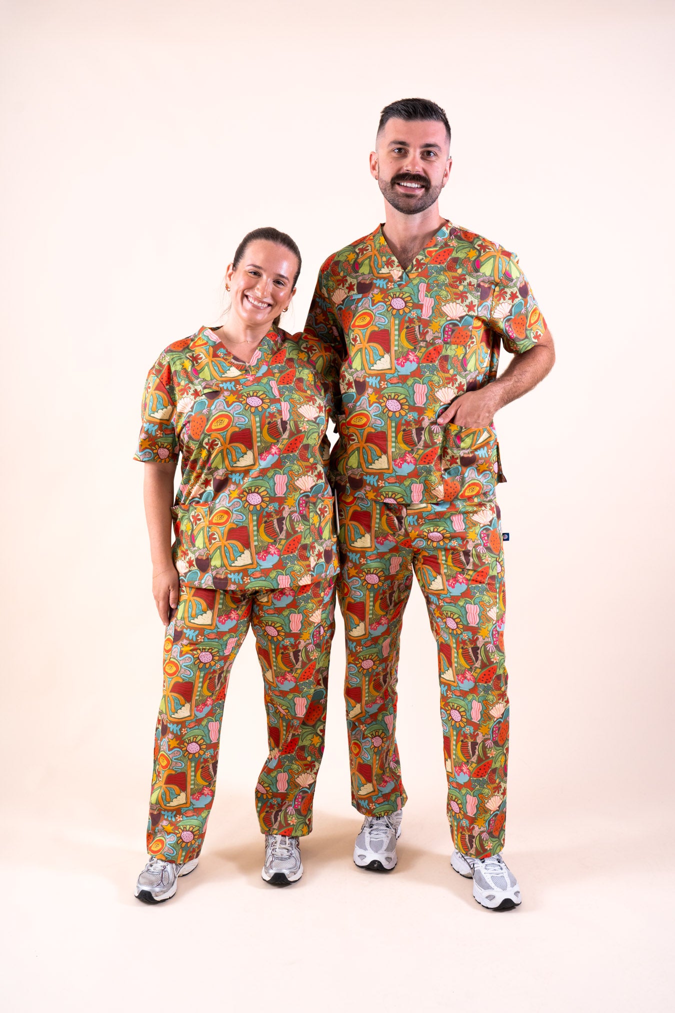 Tropical Splendour – Unisex Printed Scrub Pants