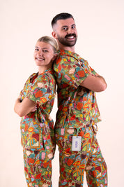 Tropical Splendour – Unisex Printed Scrub Top