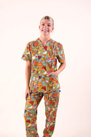 Tropical Splendour – Unisex Printed Scrub Top