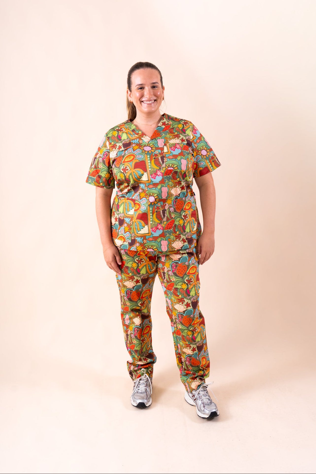 Tropical Splendour - Women's Premium Printed Scrub Top