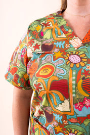 Tropical Splendour - Women's Premium Printed Scrub Top