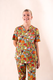 Tropical Splendour - Women's Premium Printed Scrub Top