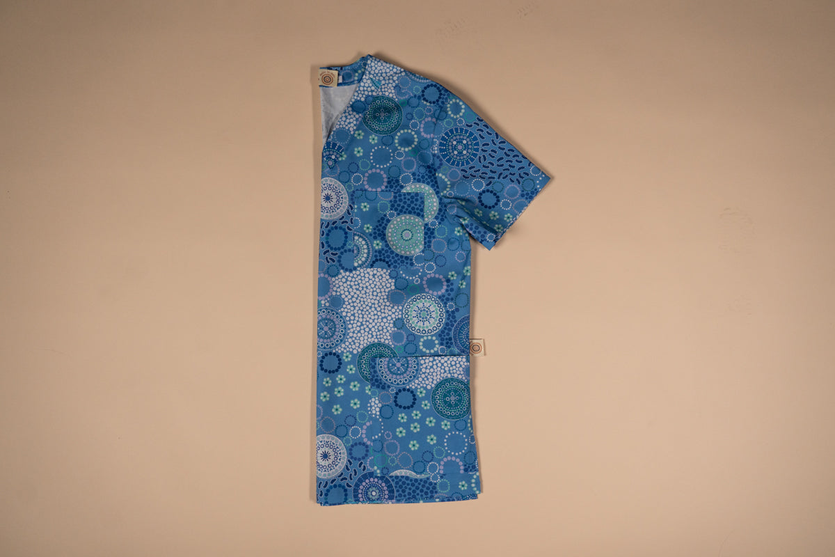 Seaside Healing Blue - Women's Printed Scrub Top