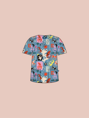 Dogs & Cats in Boots - Unisex Printed Scrub Top