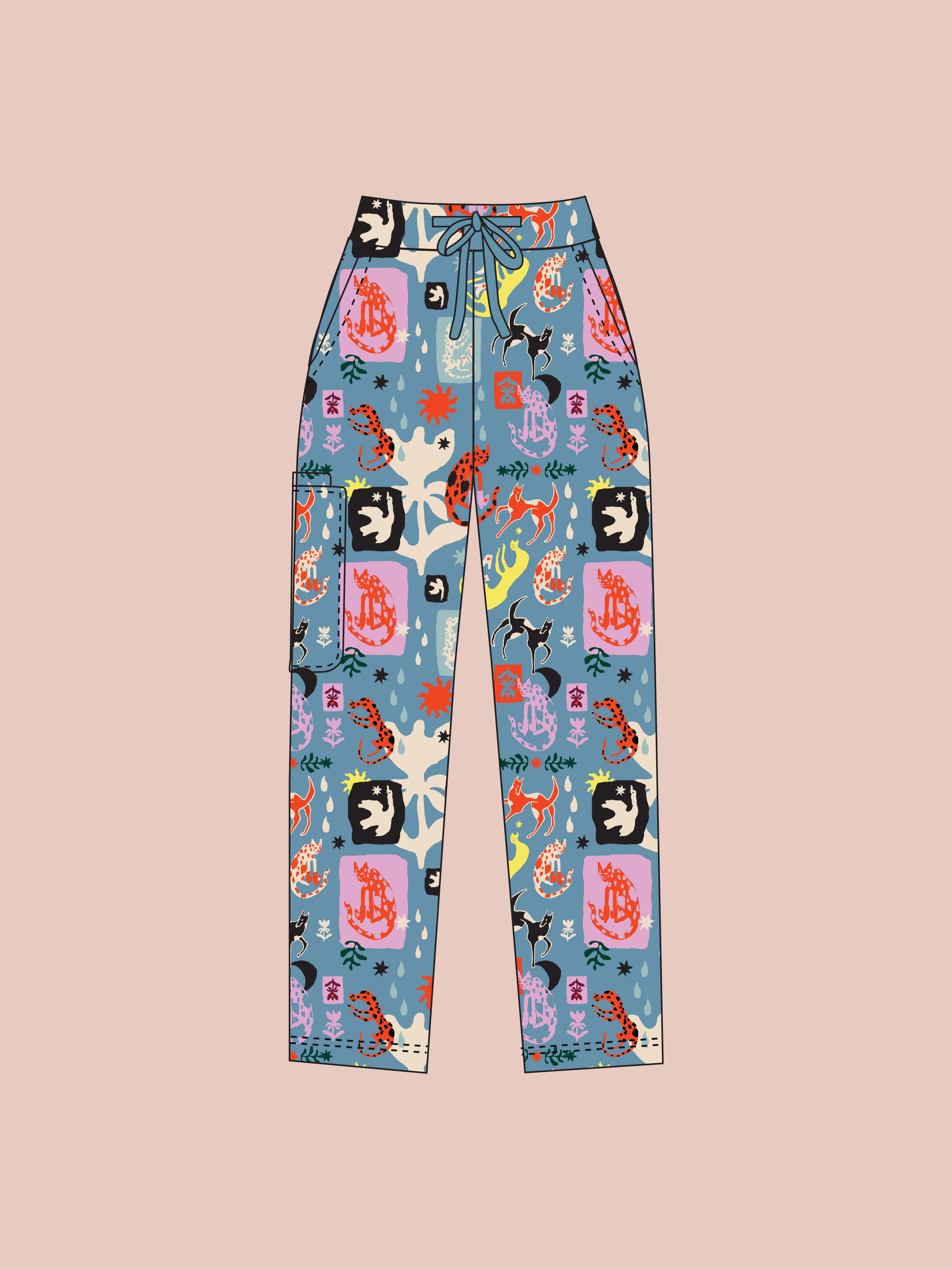 Dogs & Cats in Boots - Unisex Printed Scrub Pants