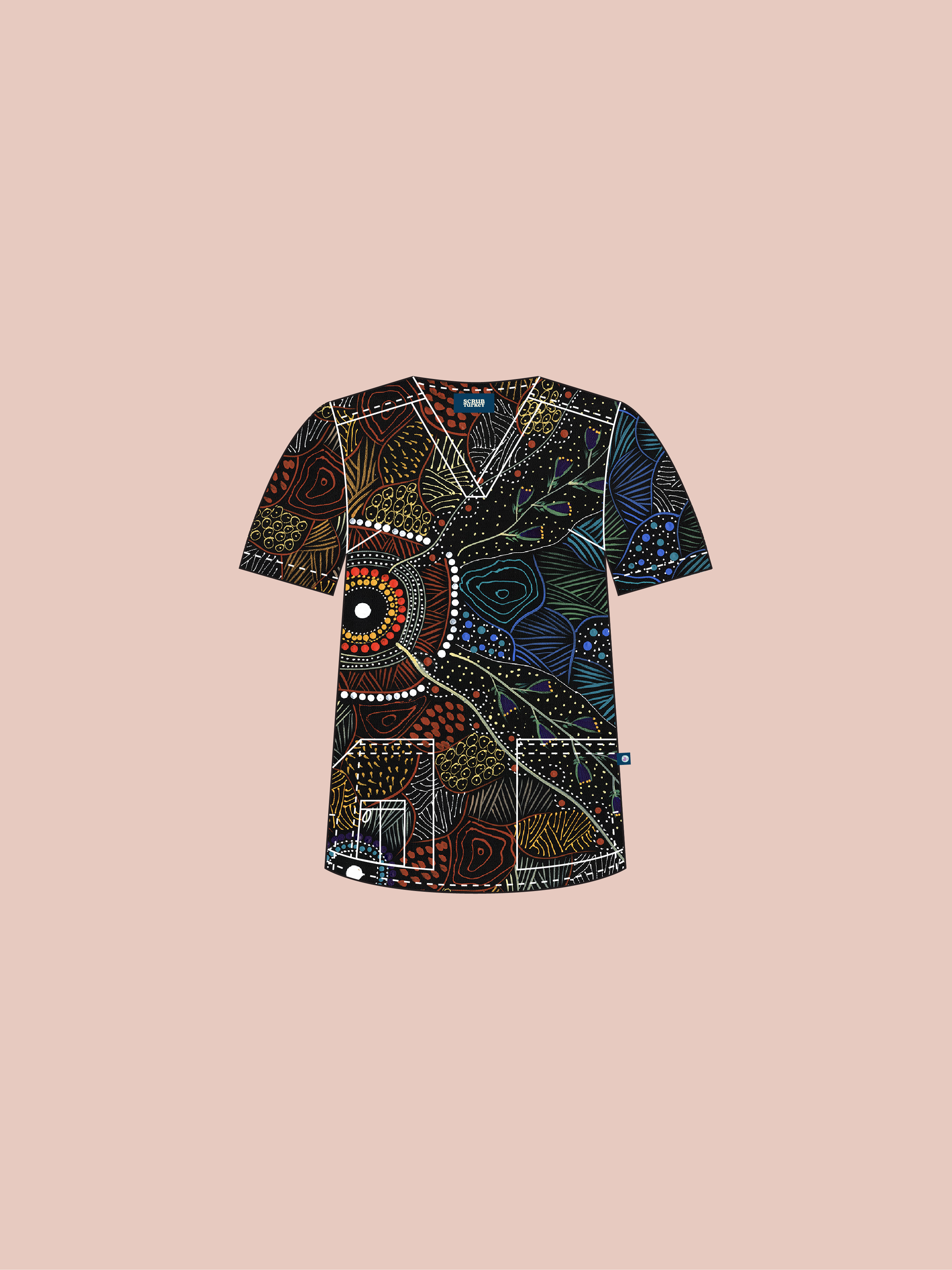 Wollumbin - Unisex Printed Scrub Top