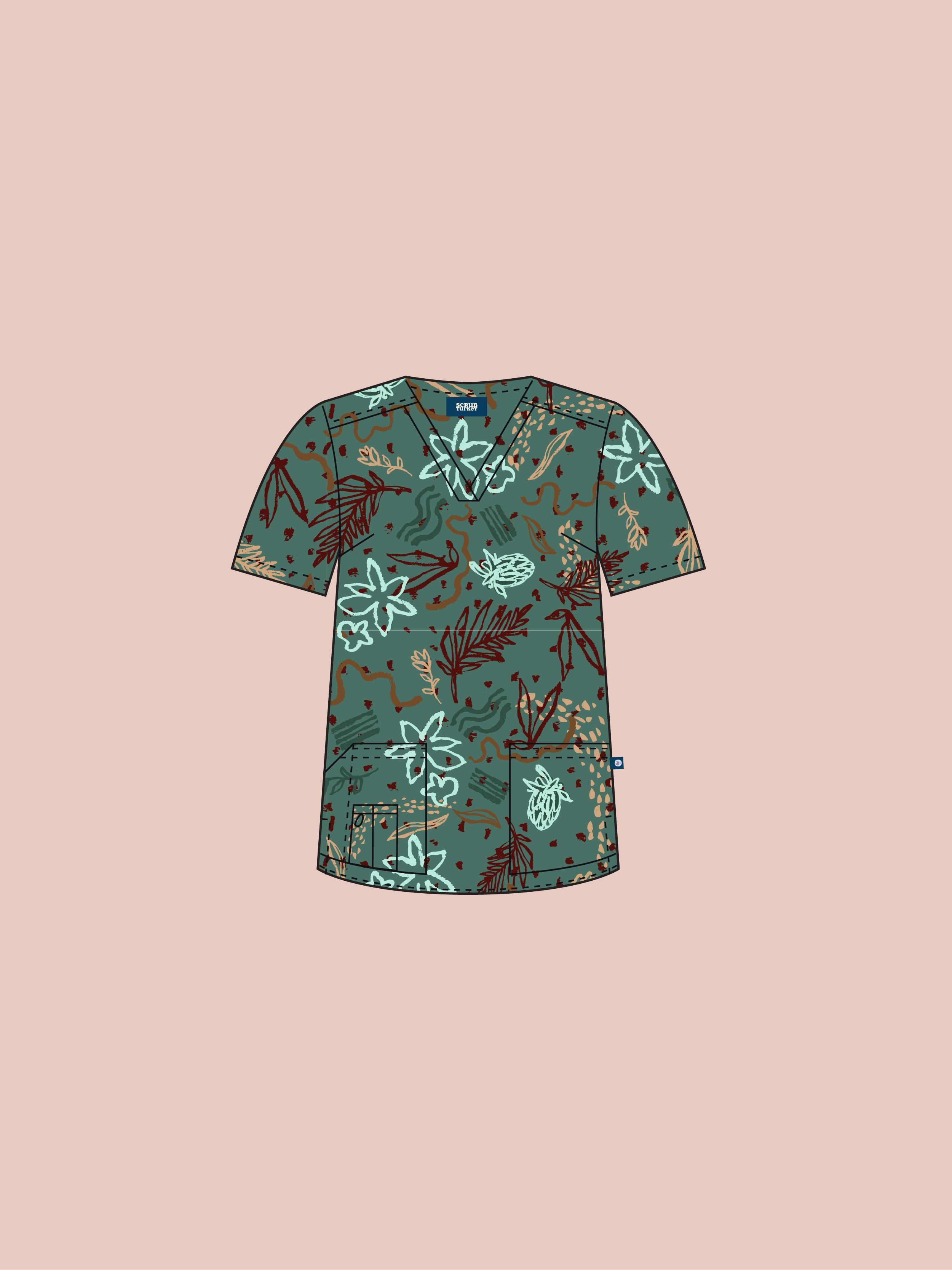 Out Bush - Unisex Printed Scrub Top