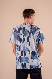 Ocean Scribbles  - Unisex Printed Scrub Top