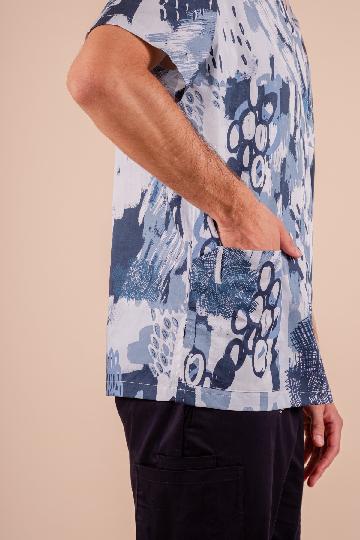 Ocean Scribbles  - Unisex Printed Scrub Top