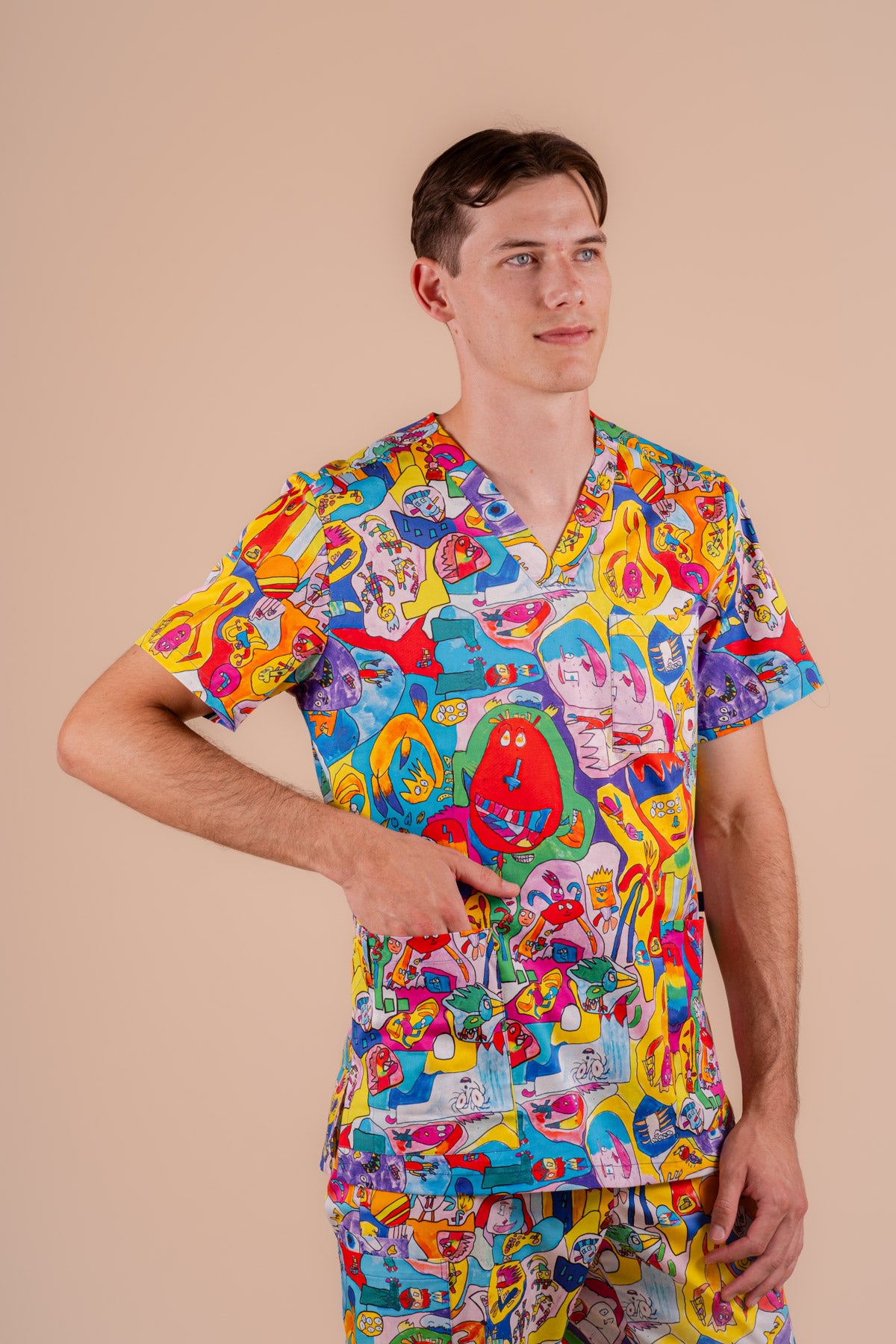 Monster Mash - Unisex Printed Scrub Top