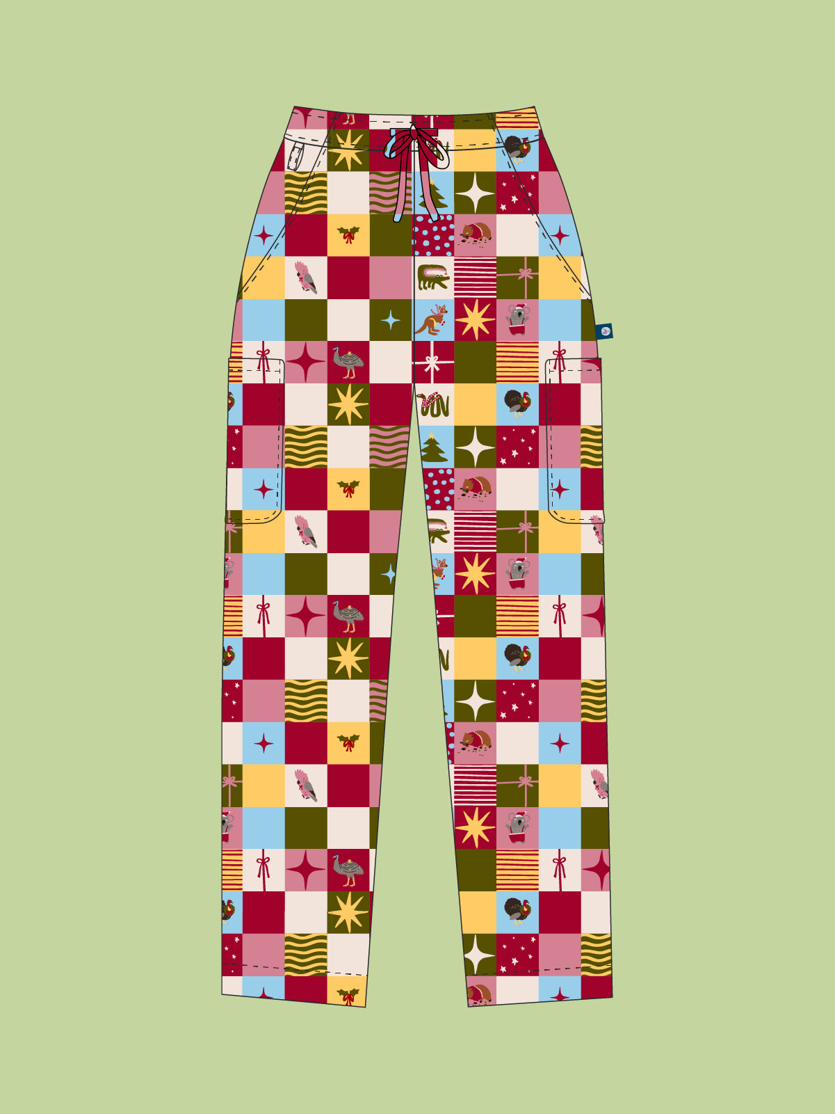 Christmas Checkers - Unisex Printed Scrub Pants