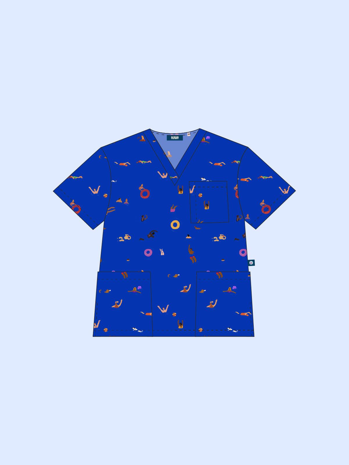 Summer Swims - Unisex Printed Scrub Top