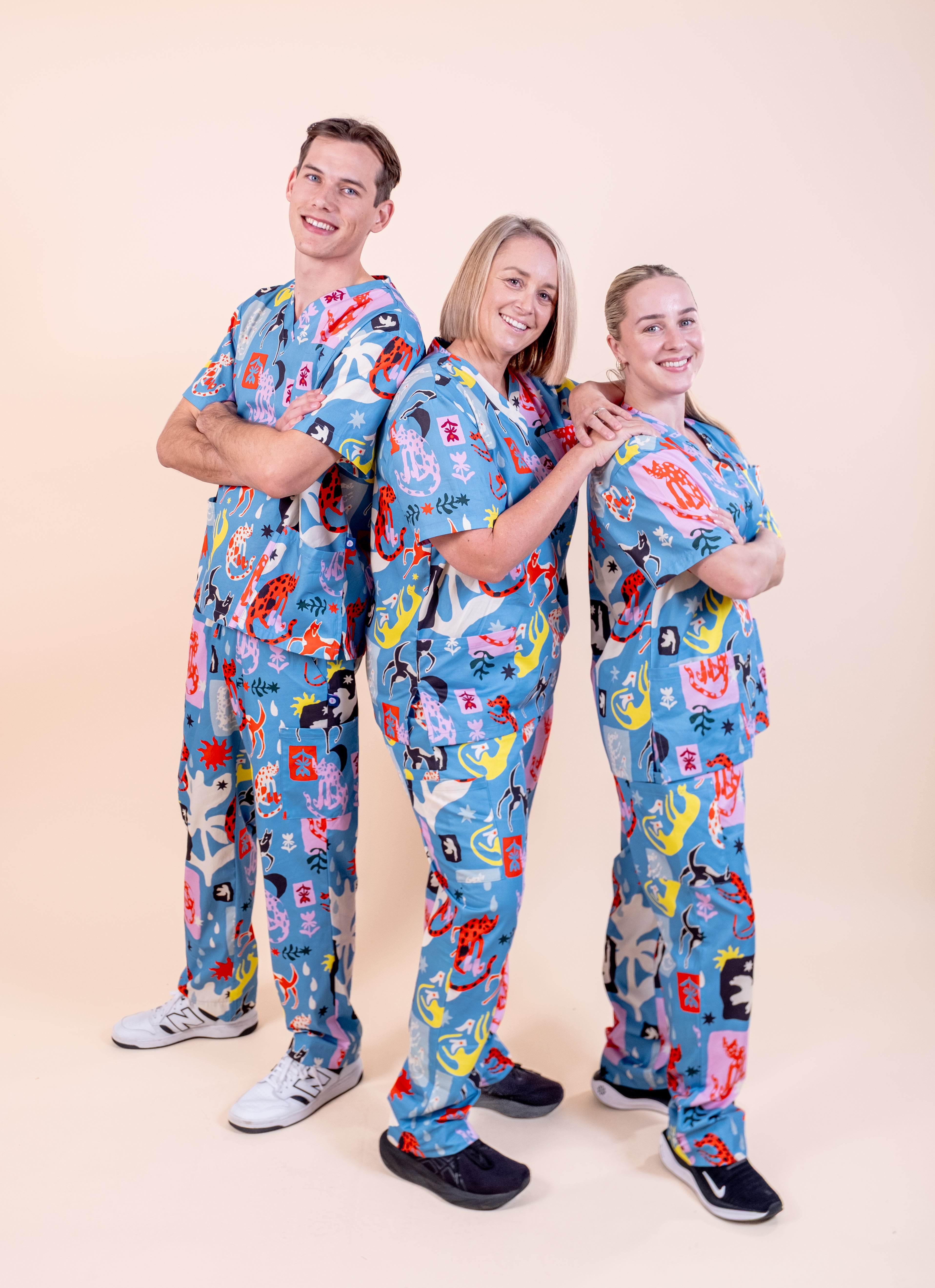 Dogs & Cats in Boots - Unisex Printed Scrub Pants
