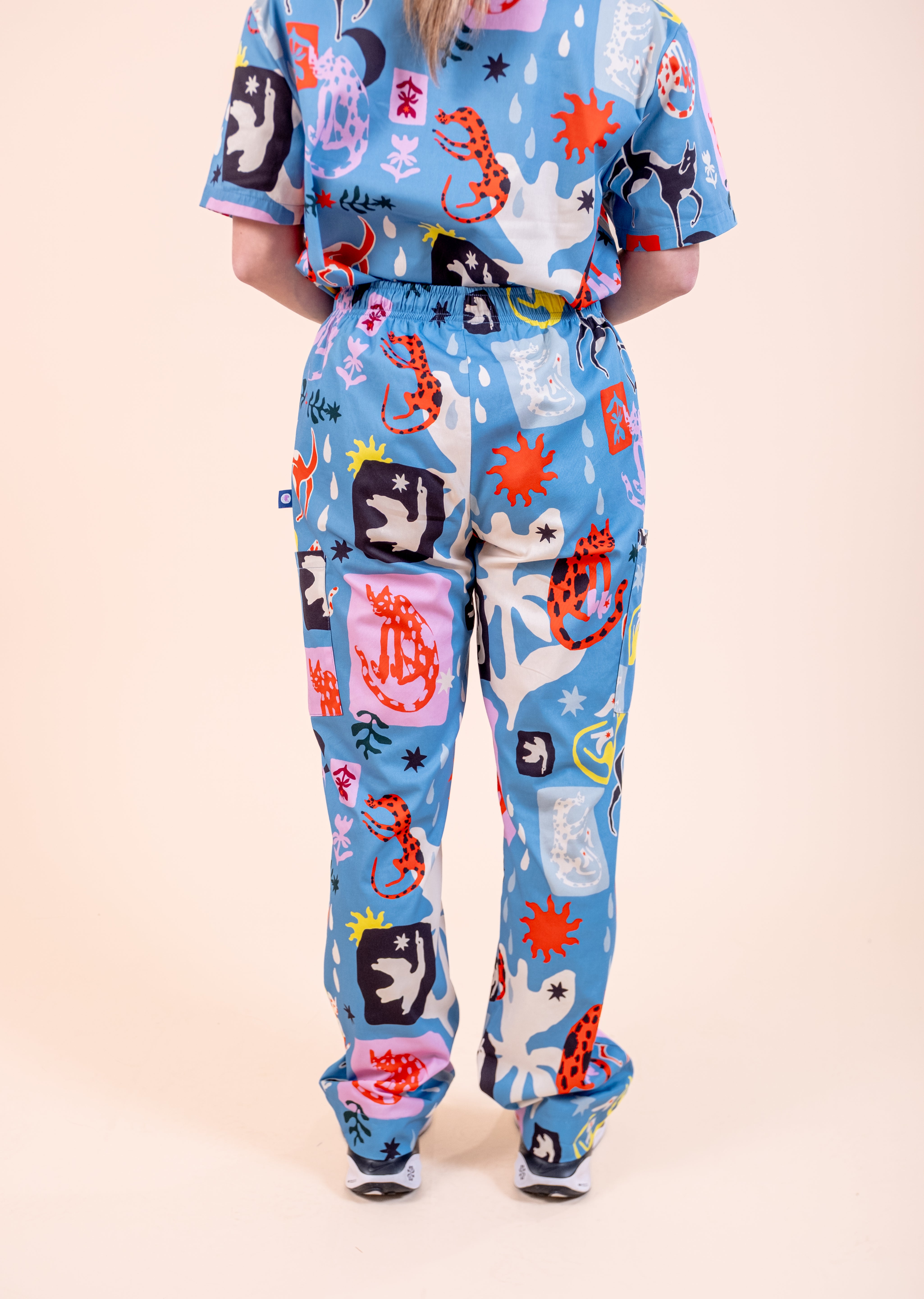 Dogs & Cats in Boots - Unisex Printed Scrub Pants