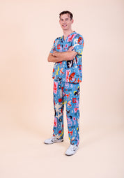 Dogs & Cats in Boots - Unisex Printed Scrub Pants