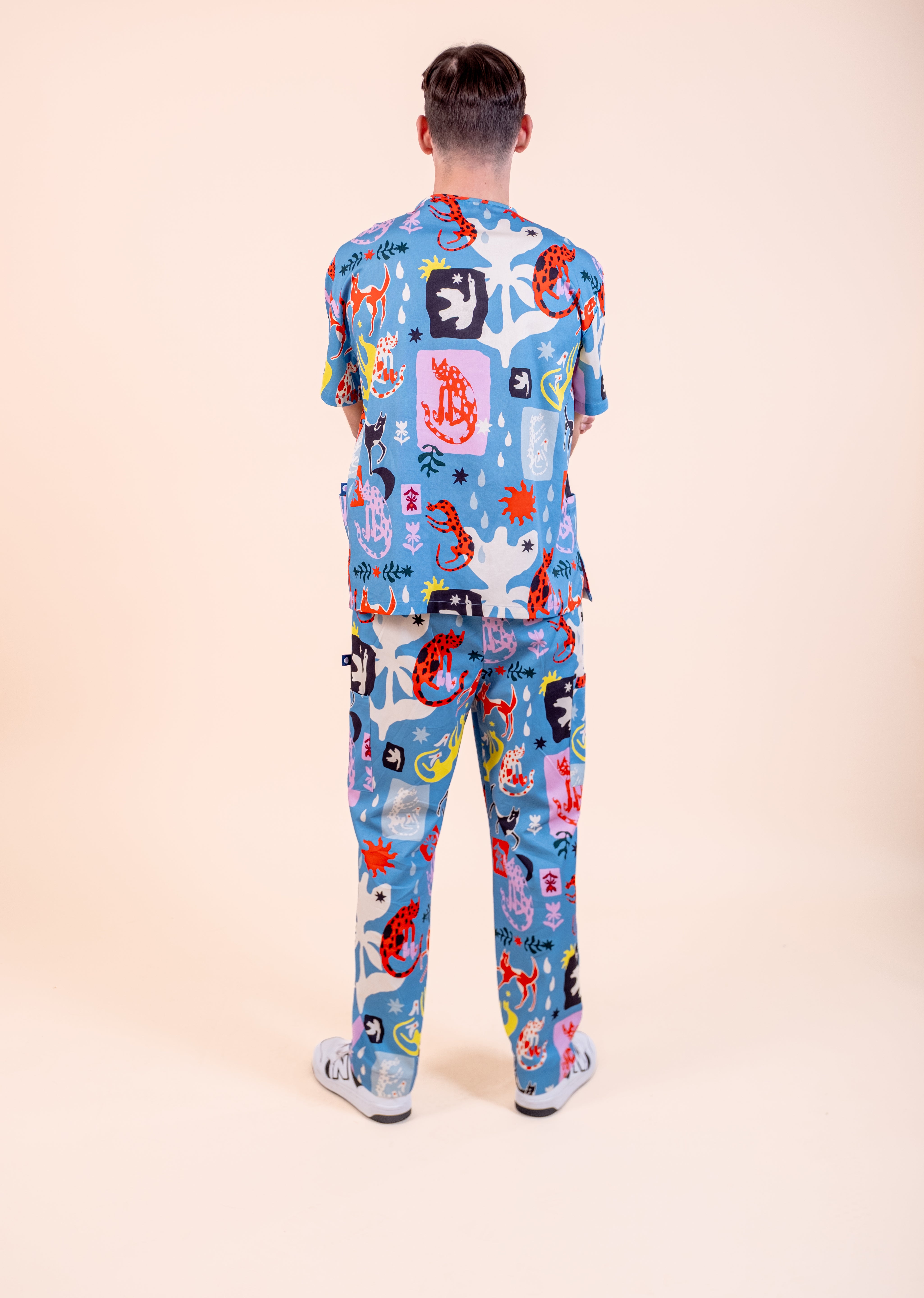 Dogs & Cats in Boots - Unisex Printed Scrub Pants
