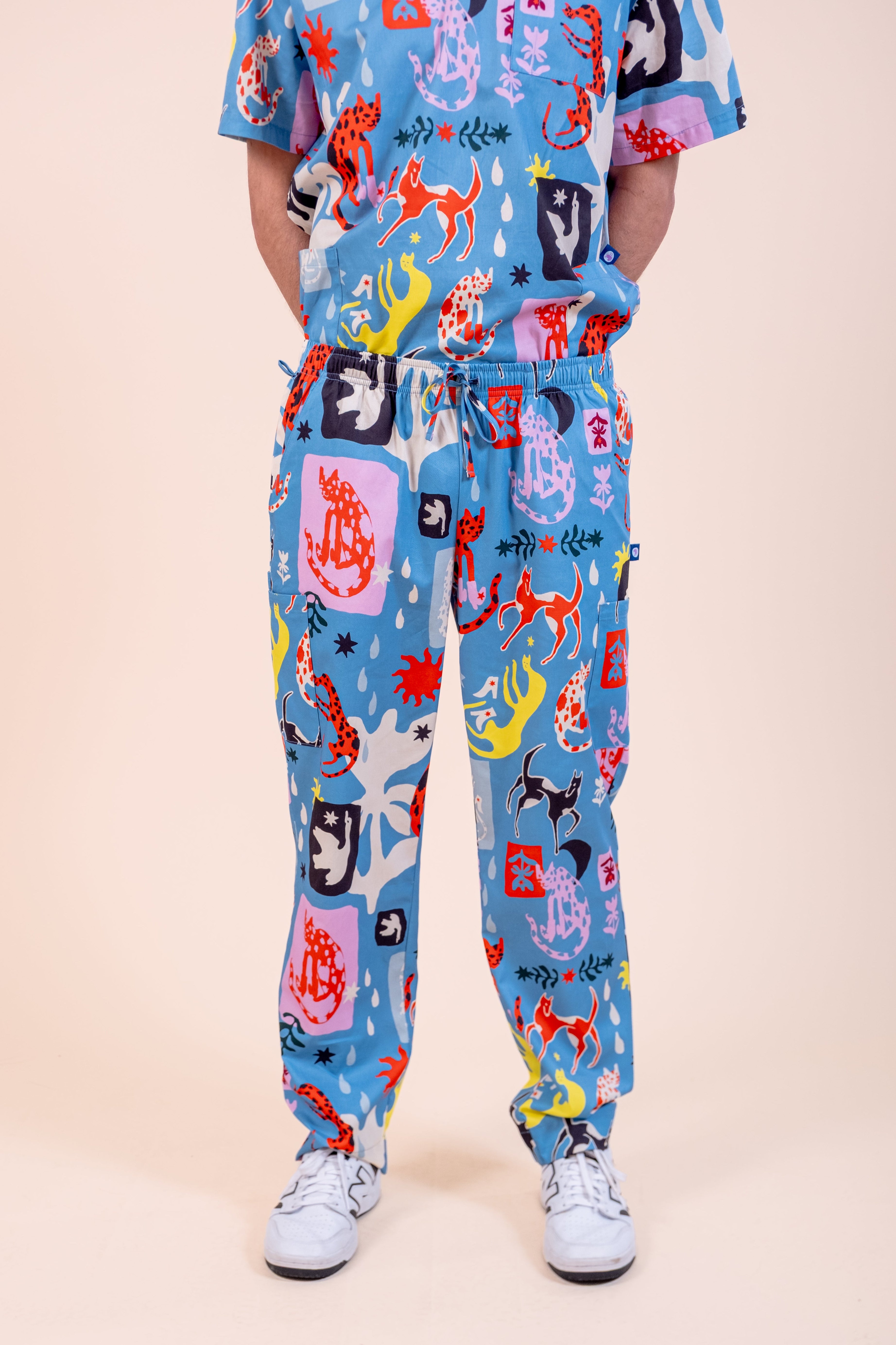 Dogs & Cats in Boots - Unisex Printed Scrub Pants