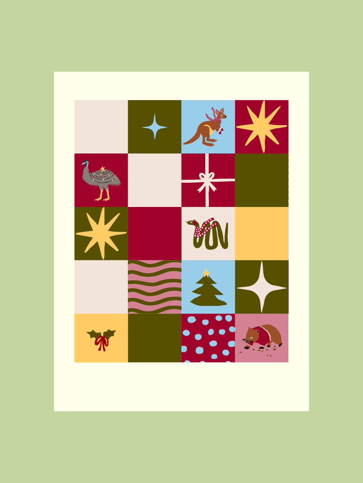 Christmas Checkers - Unisex Printed Scrub Top