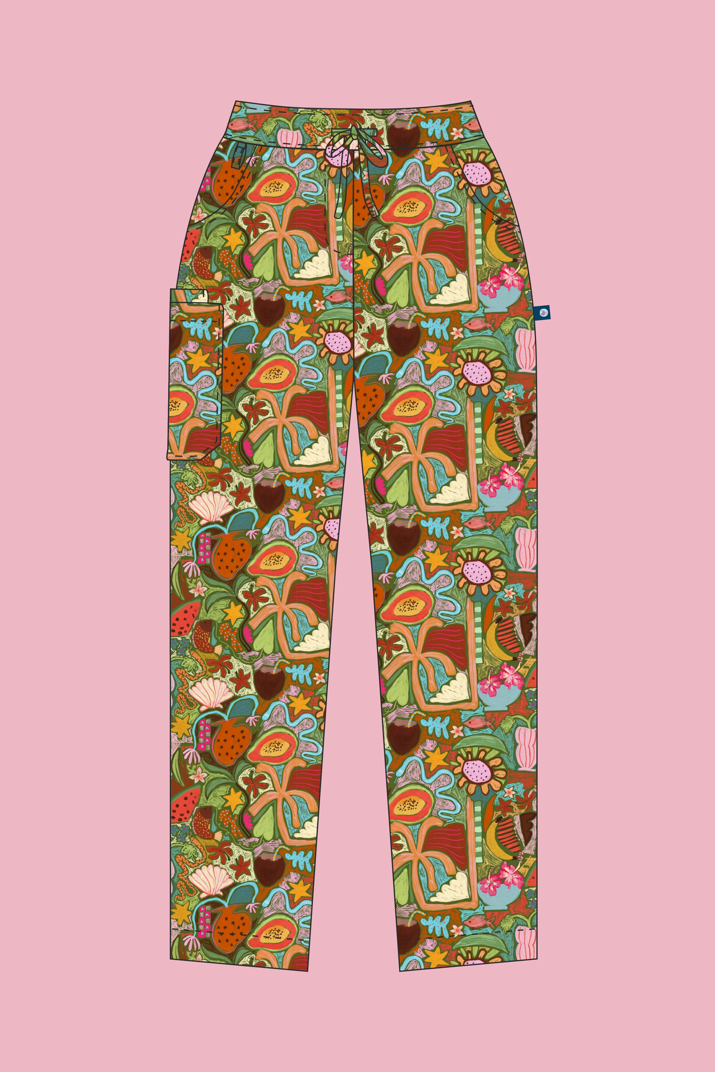 Tropical Splendour - Women's Premium Printed Scrub Pants