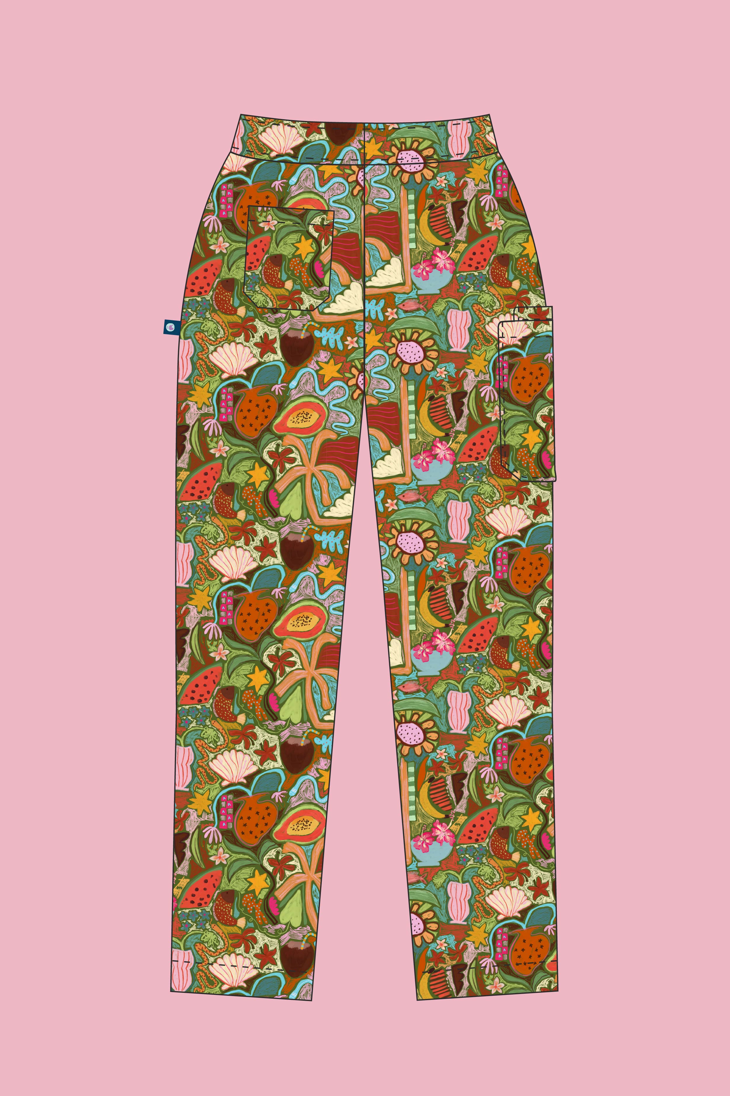 Tropical Splendour - Women's Premium Printed Scrub Pants