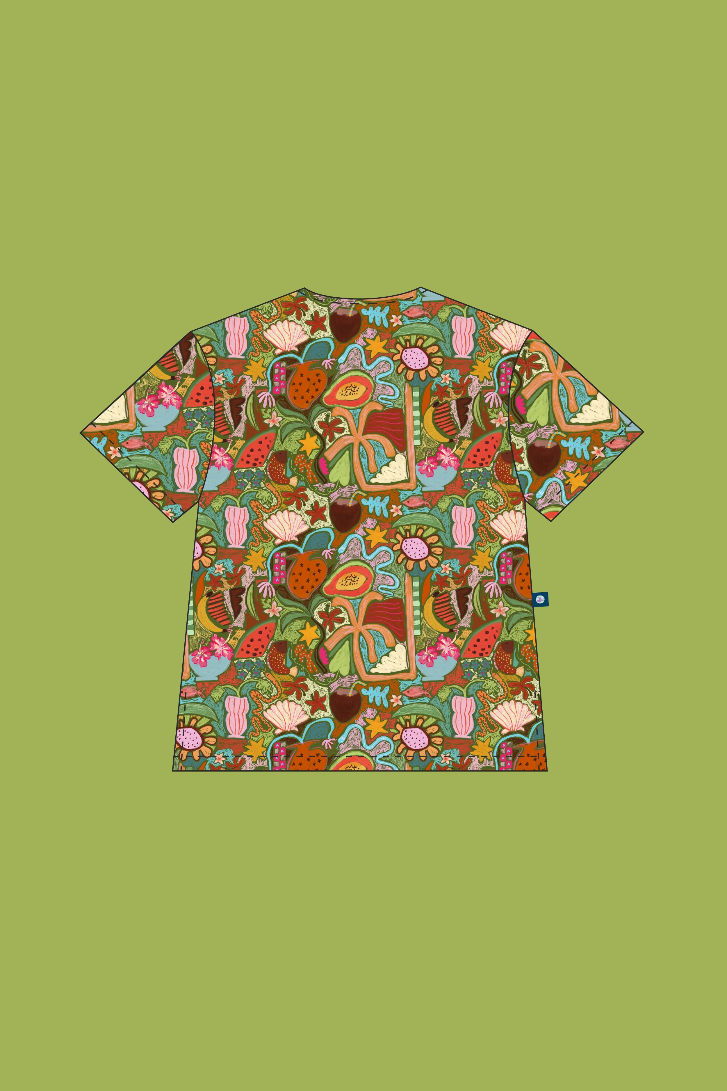 Tropical Splendour – Unisex Printed Scrub Top