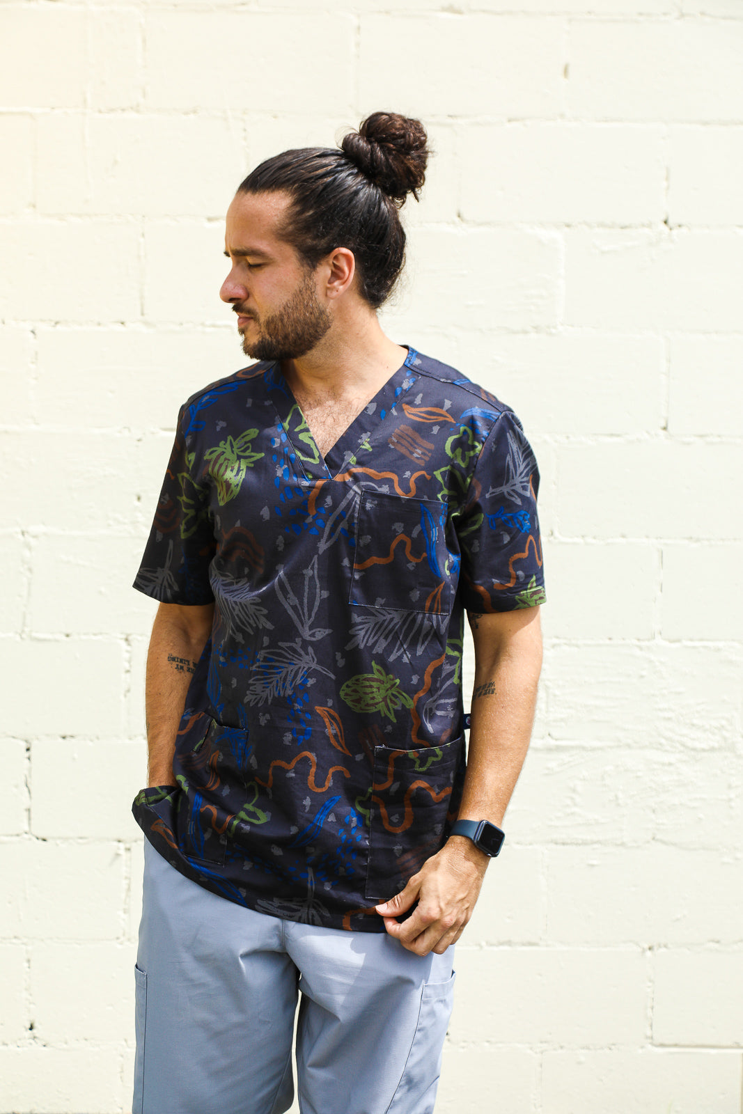Wildflower - Unisex Printed Scrub Top