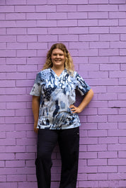 Ocean Scribbles  - Unisex Printed Scrub Top