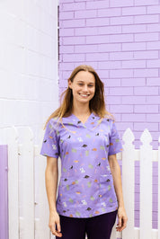 Bush Friends Lilac - Women's Printed Scrub Top