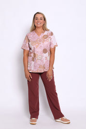 Seaside Healing Blush - Women's Printed Scrub Top