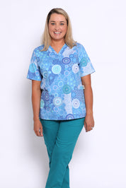 Seaside Healing Blue - Women's Printed Scrub Top