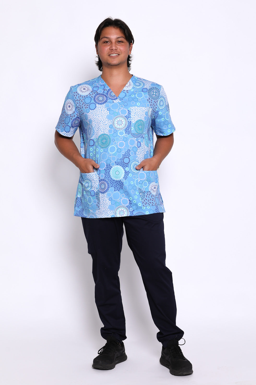 Seaside Healing Blue - Unisex Printed Scrub Top
