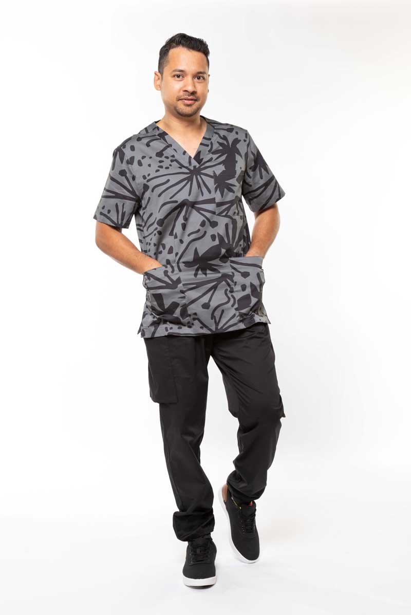 Storm Bush - Unisex Printed Scrub Top