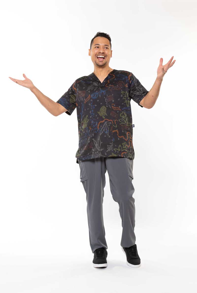 Wildflower - Unisex Printed Scrub Top