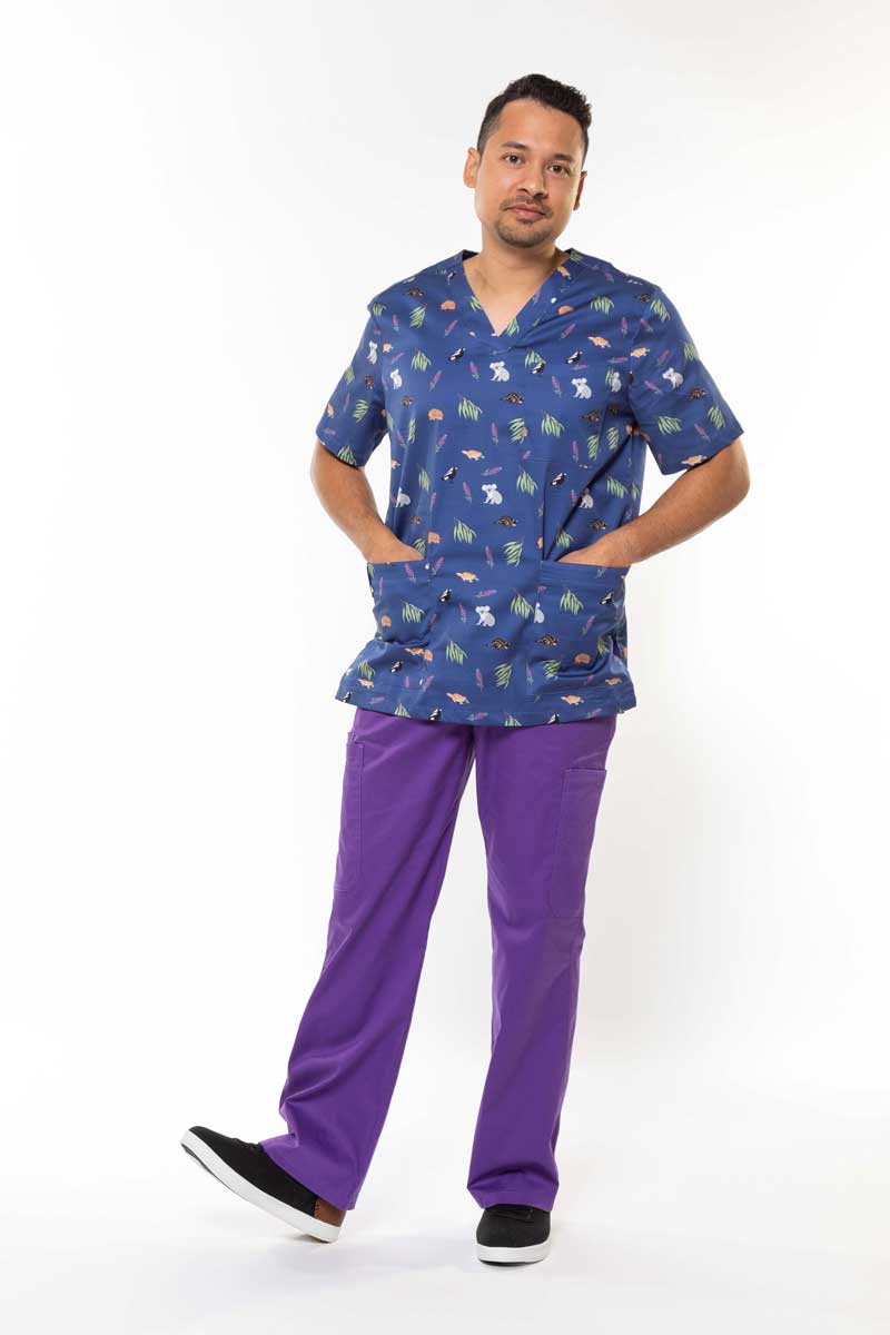 Bush Friends Midnight - Unisex Printed Scrub Top
