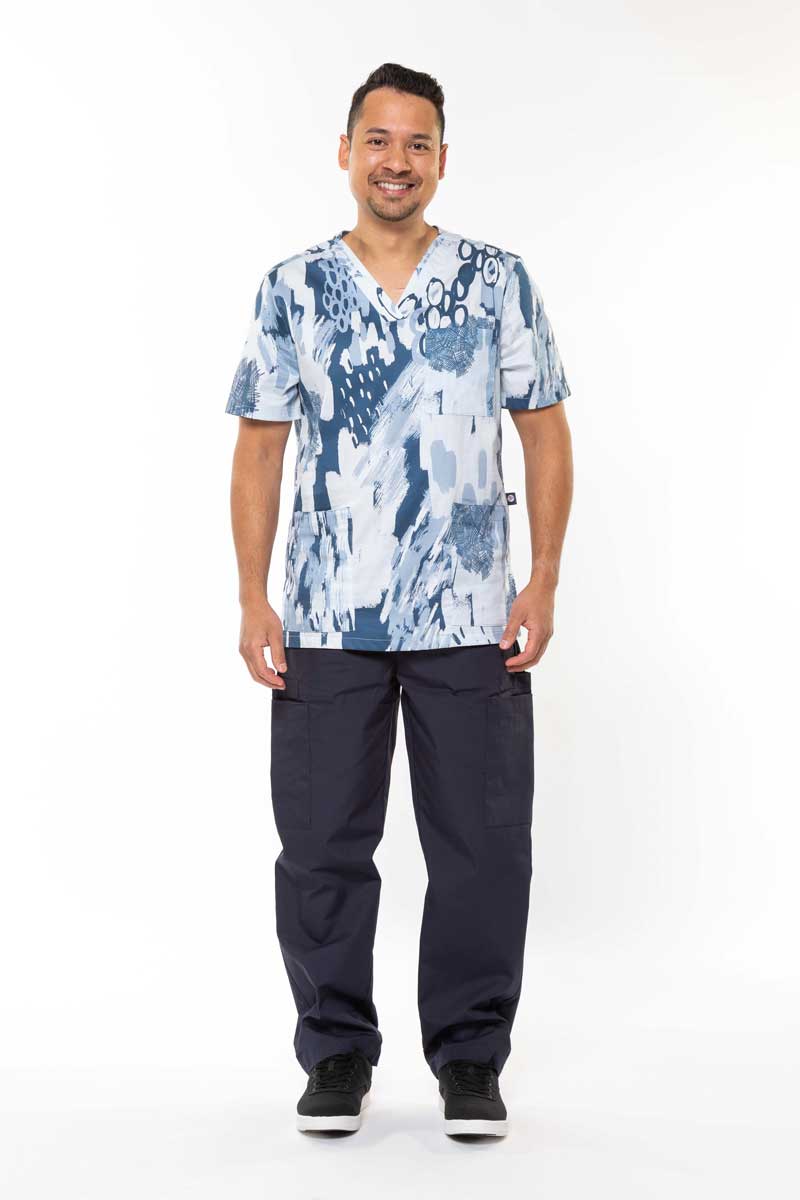 Ocean Scribbles  - Unisex Printed Scrub Top