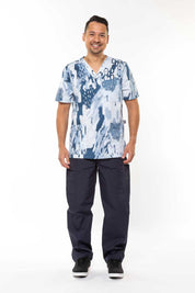 Ocean Scribbles  - Unisex Printed Scrub Top