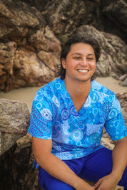 Seaside Healing Blue - Unisex Printed Scrub Top